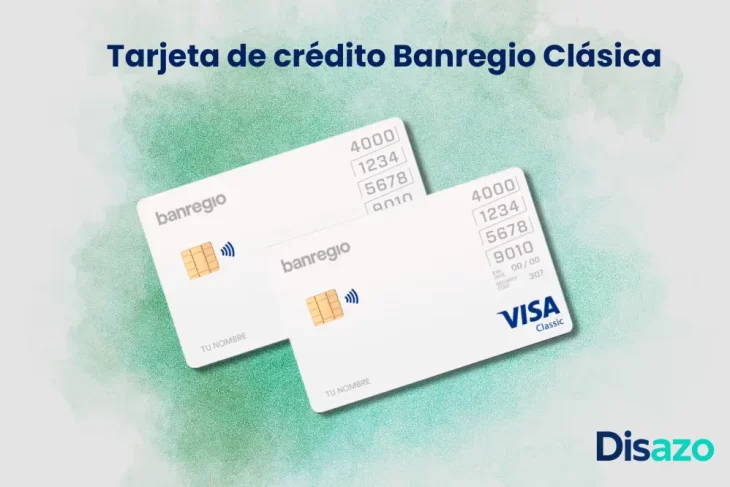 Dos tarjetas de crédito Banregio Clásica blancas con chip y tecnología contactless, acompañadas del texto 